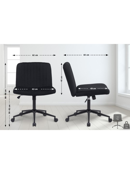 Bureaustoel Kingman fluweel, zwart