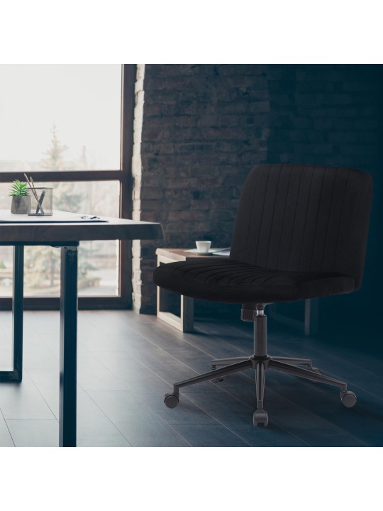 Bureaustoel Kingman fluweel, zwart