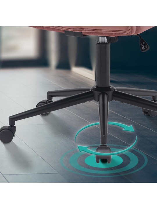 Bureaustoel Kingman fluweel, roze