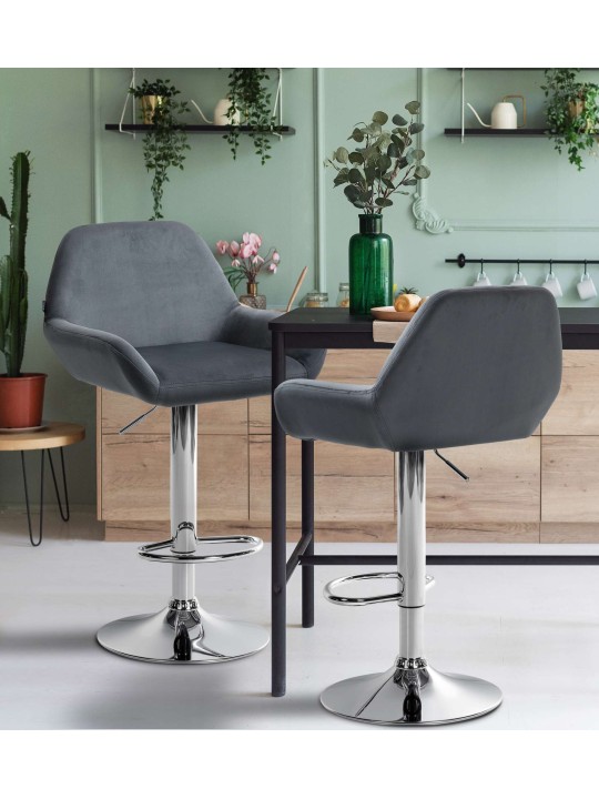 Barkruk Braga fluweel chroom, donkergrijs Barkruk Braga fluweel chroom, donkergrijs