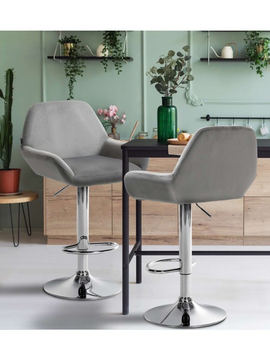 Barkruk Braga fluweel chroom, grijs Barkruk Braga fluweel chroom, grijs