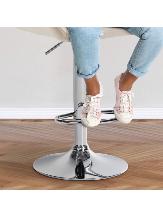 Barkruk Braga fluweel chroom, crème Barkruk Braga fluweel chroom, crème