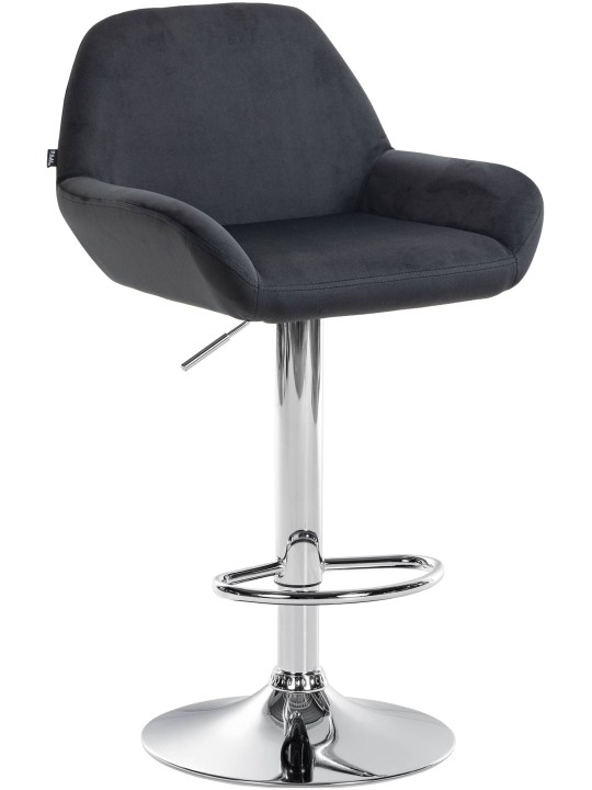 Barkruk Braga fluweel chroom, zwart