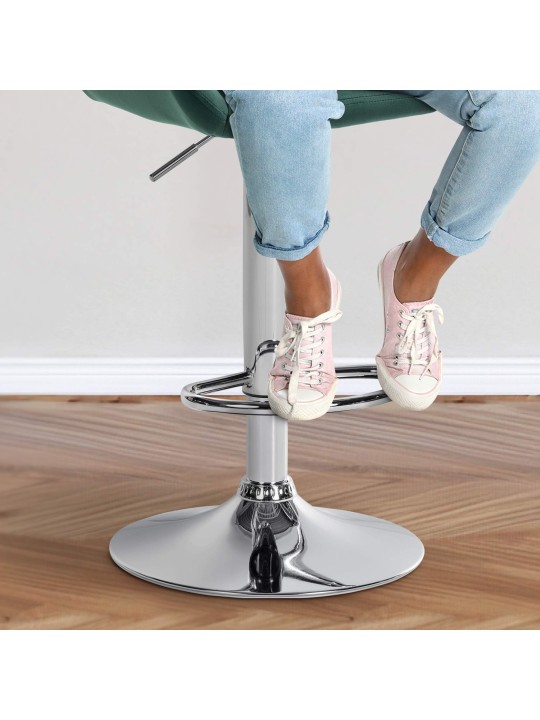 Barkruk Braga fluweel chroom, donkergroen