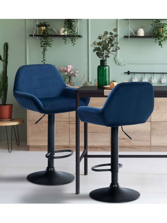 Barkruk Braga fluweel, blauw