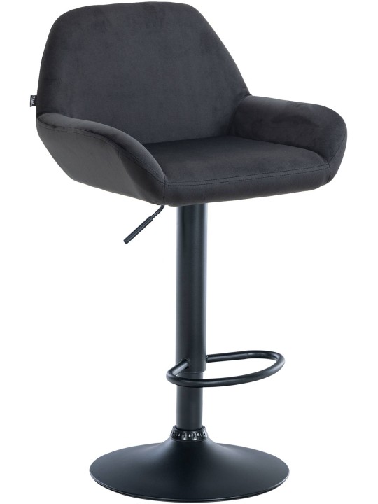 Barkruk Braga fluweel, zwart