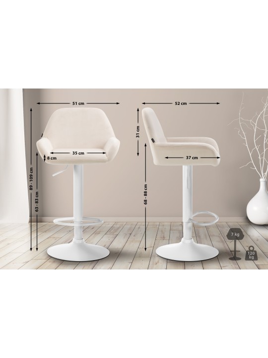 Barkruk Braga fluweel, crème Barkruk Braga fluweel, crème