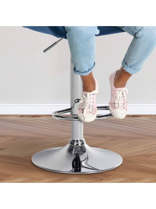 Set van 2 barkrukken Braga fluweel chroom, blauw