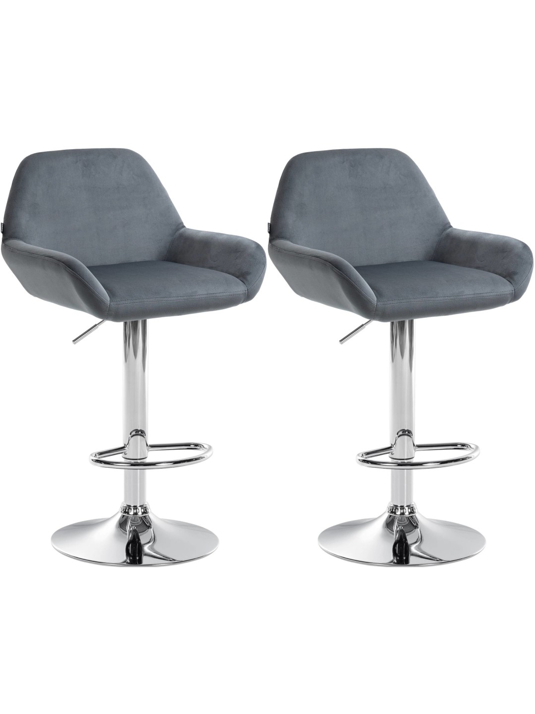 Set van 2 barkrukken Braga fluweel chroom, donkergrijs