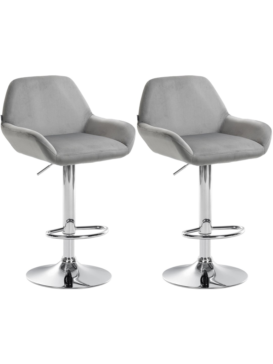 Set van 2 barkrukken Braga fluweel chroom, grijs