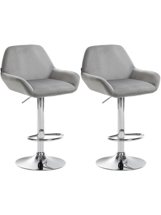 Set van 2 barkrukken Braga fluweel chroom, grijs