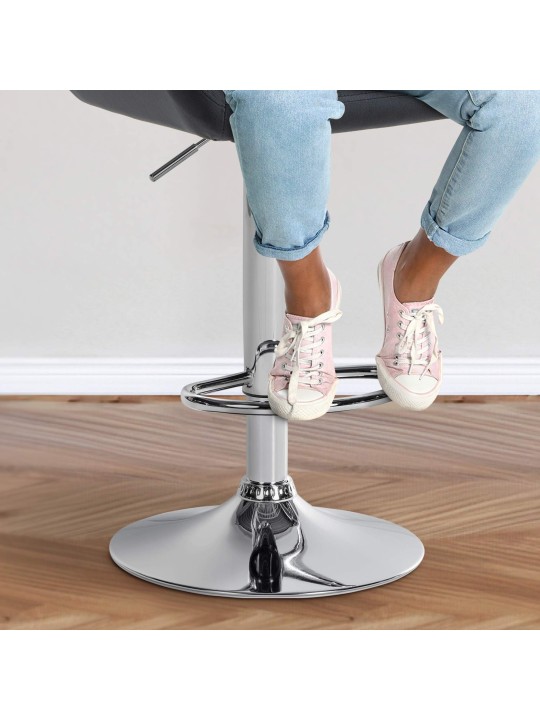 Set van 2 barkrukken Braga fluweel chroom, zwart Set van 2 barkrukken Braga fluweel chroom, zwart