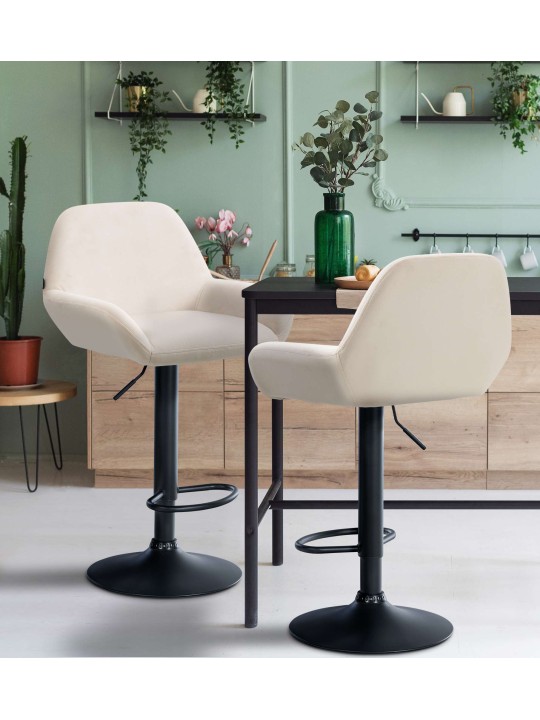 Set van 2 barkrukken Braga fluweel, crème