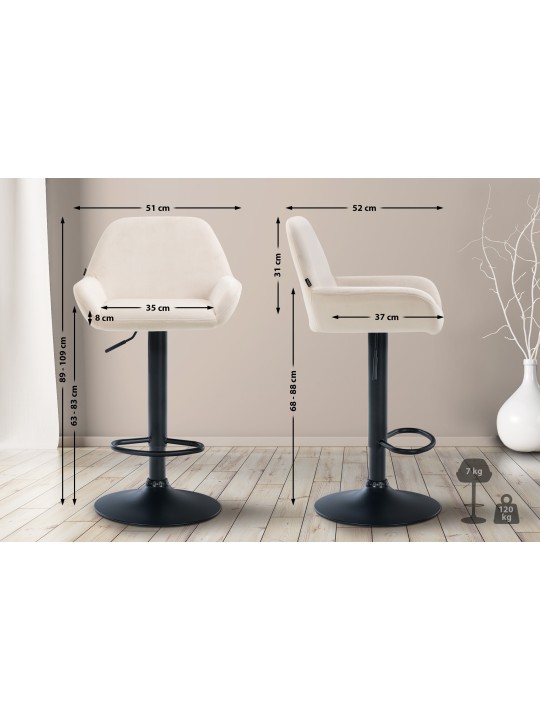 Set van 2 barkrukken Braga fluweel, crème