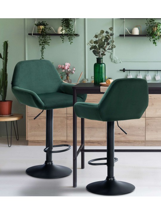 Set van 2 barkrukken Braga fluweel, donkergroen