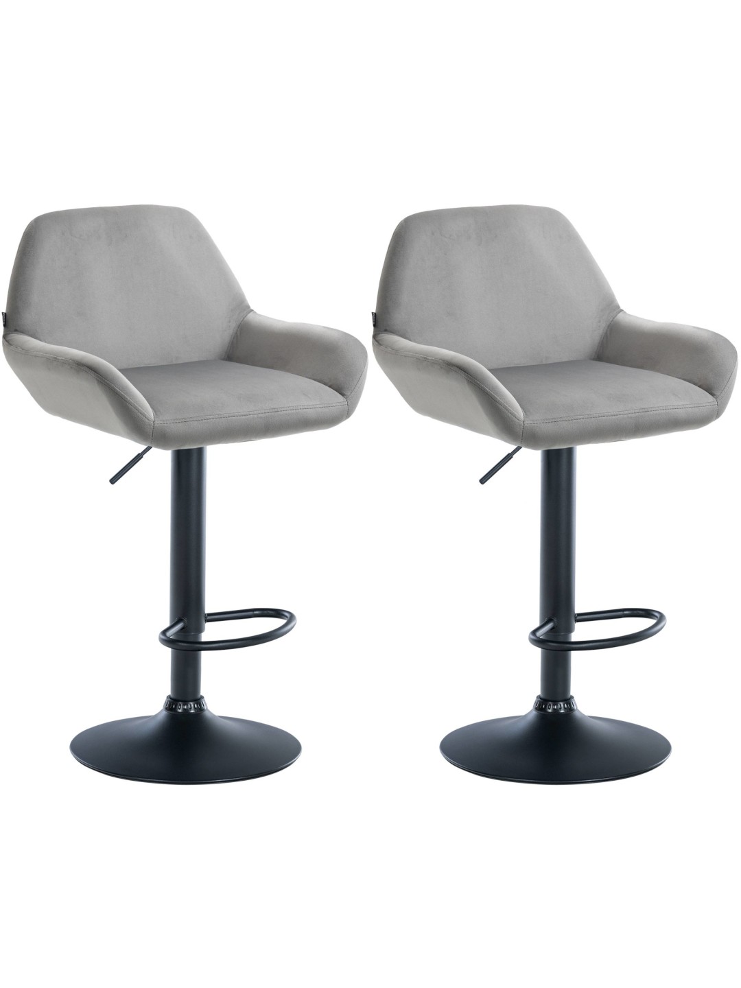 Set van 2 barkrukken Braga fluweel, grijs