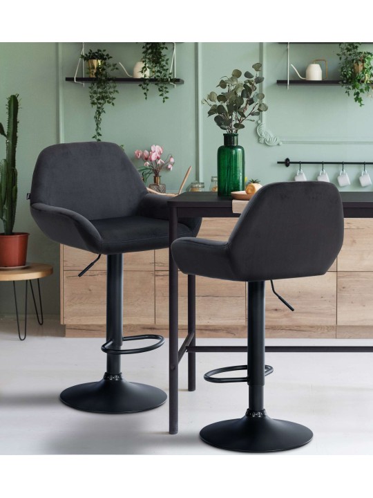 Set van 2 barkrukken Braga fluweel, zwart