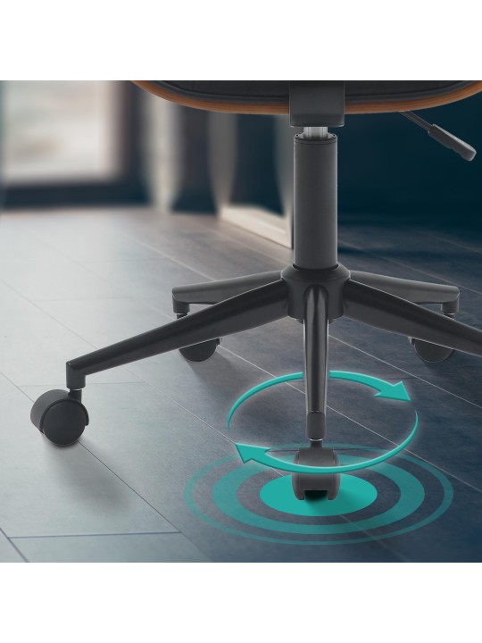 Bureaustoel Plevier kunstleer, walnoot/zwart