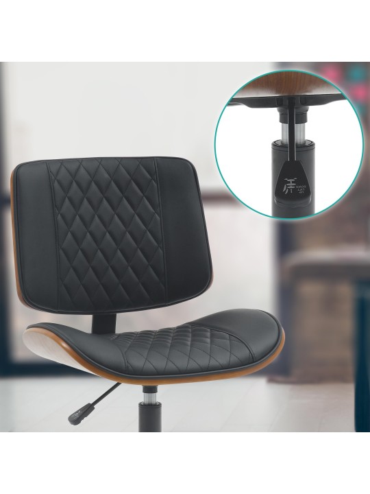 Bureaustoel Plevier kunstleer, walnoot/zwart