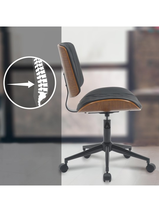 Bureaustoel Plevier kunstleer, walnoot/zwart