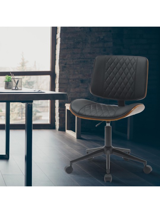 Bureaustoel Plevier kunstleer, walnoot/zwart