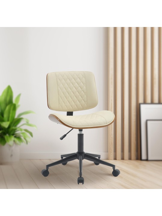 Bureaustoel Plevier kunstleer, walnoot/crème