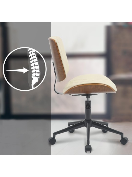 Bureaustoel Plevier kunstleer, walnoot/crème