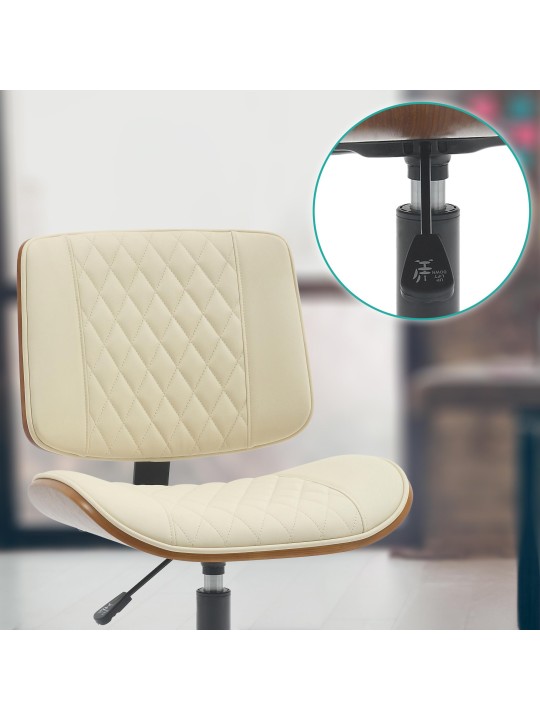 Bureaustoel Plevier kunstleer, walnoot/crème