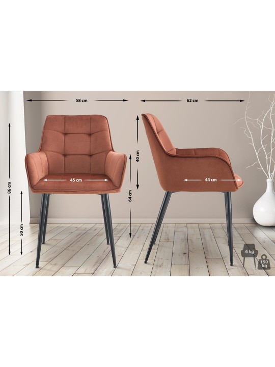 Ferndale fluwelen eetkamerstoel, bruin Ferndale fluwelen eetkamerstoel, bruin