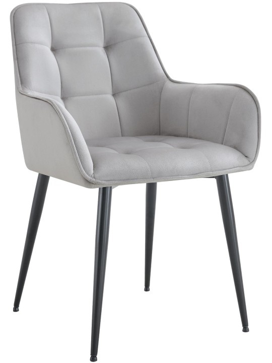 Ferndale fluwelen eetkamerstoel, lichtgrijs