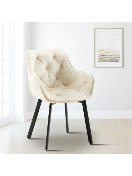 Eetkamerstoel Antigo fluweel, crème Eetkamerstoel Antigo fluweel, crème