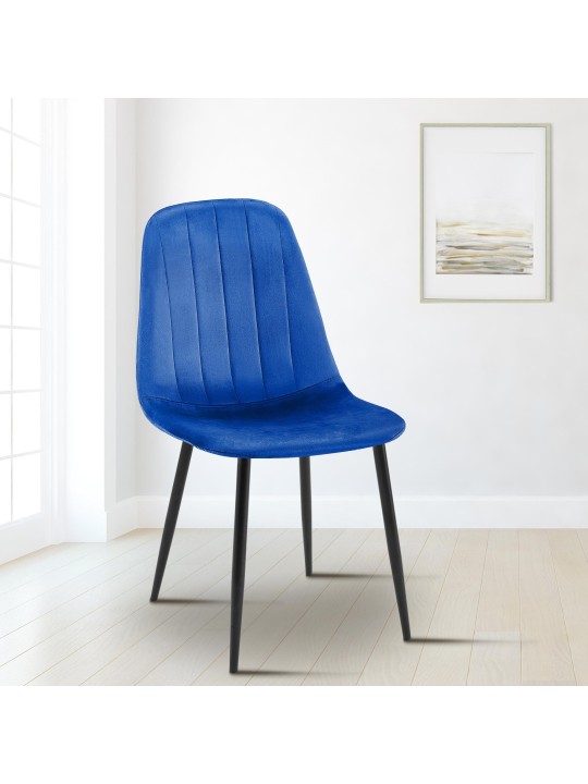 Set van 4 eetkamerstoelen Baxter fluweel, blauw
