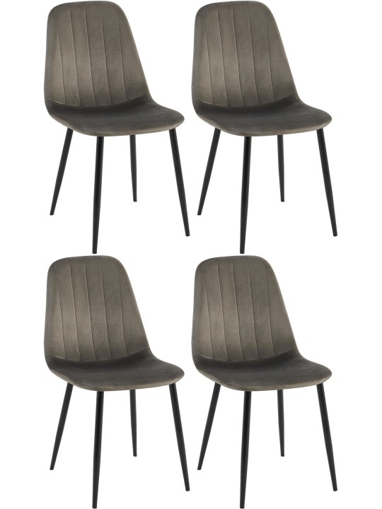 Set van 4 eetkamerstoelen Baxter fluweel, antraciet
