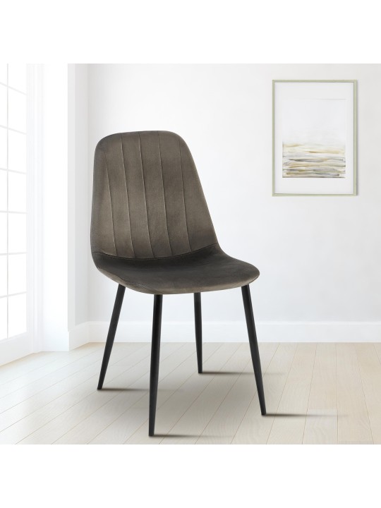 Set van 4 eetkamerstoelen Baxter fluweel, antraciet