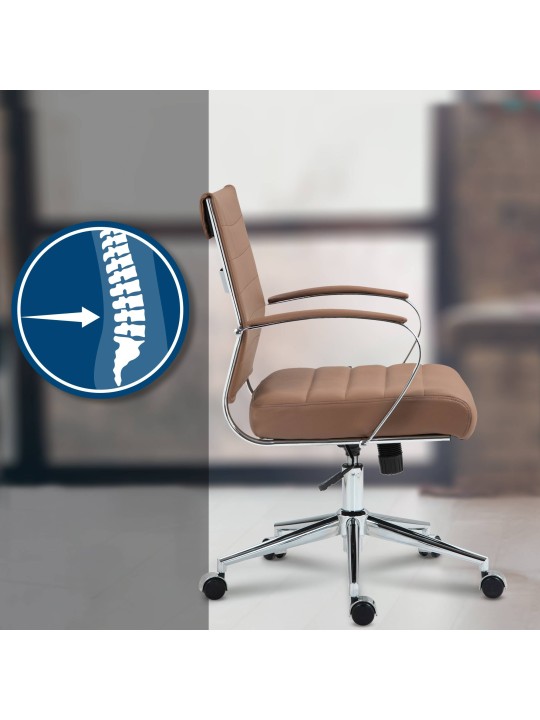 Bureaustoel Oakland echt leer, lichtbruin