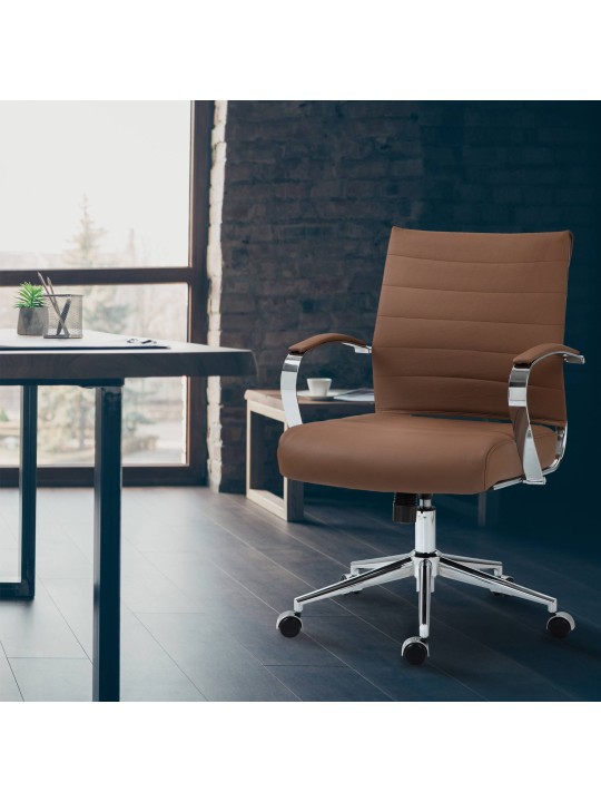 Bureaustoel Oakland echt leer, lichtbruin