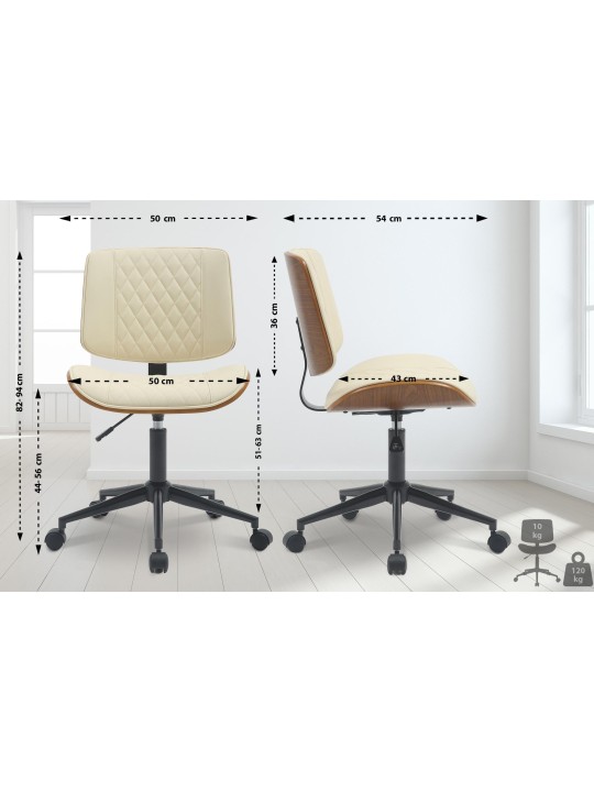 Bureaustoel Plevier kunstleer, walnoot/crème