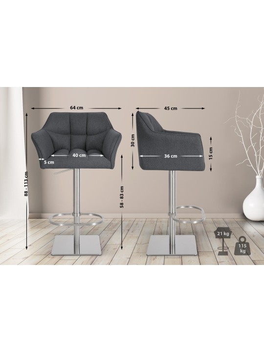 Barkruk Damaso E vilt, grijs