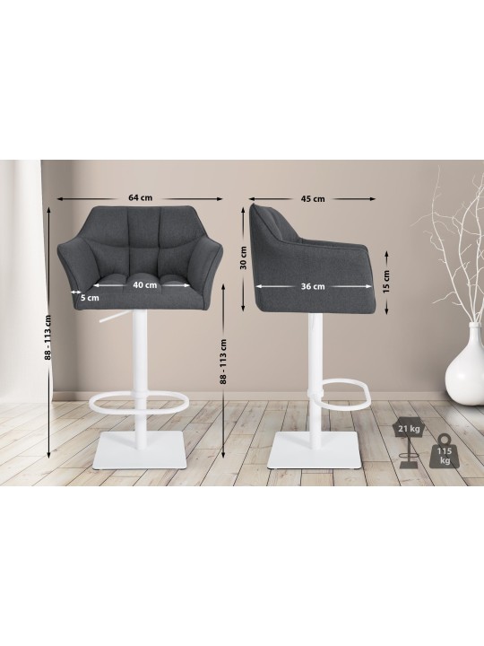 Barkruk Damaso W vilt, grijs