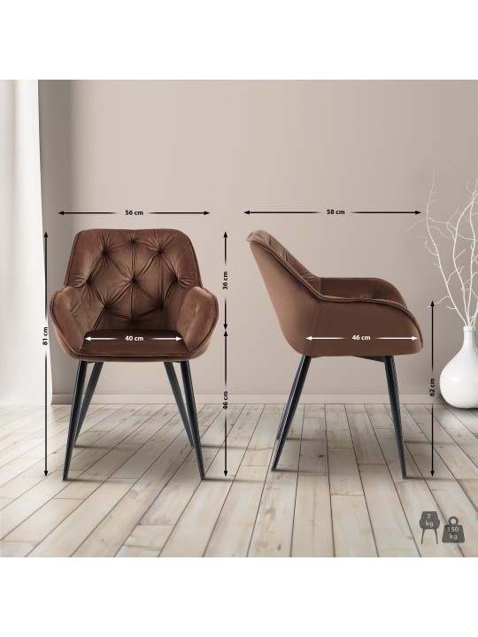 Bezoekersstoel Cassis fluweel, bruin Bezoekersstoel Cassis fluweel, bruin