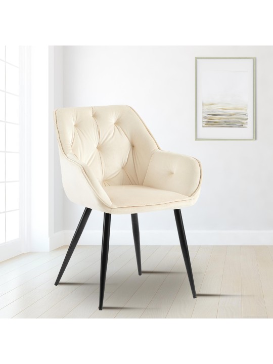 Bezoekersstoel Cassis fluweel, crème