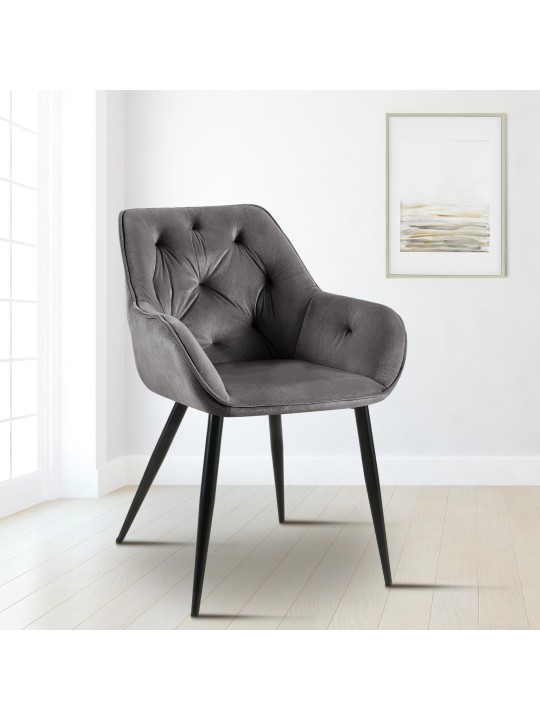 Bezoekersstoel Cassis fluweel, donkergrijs