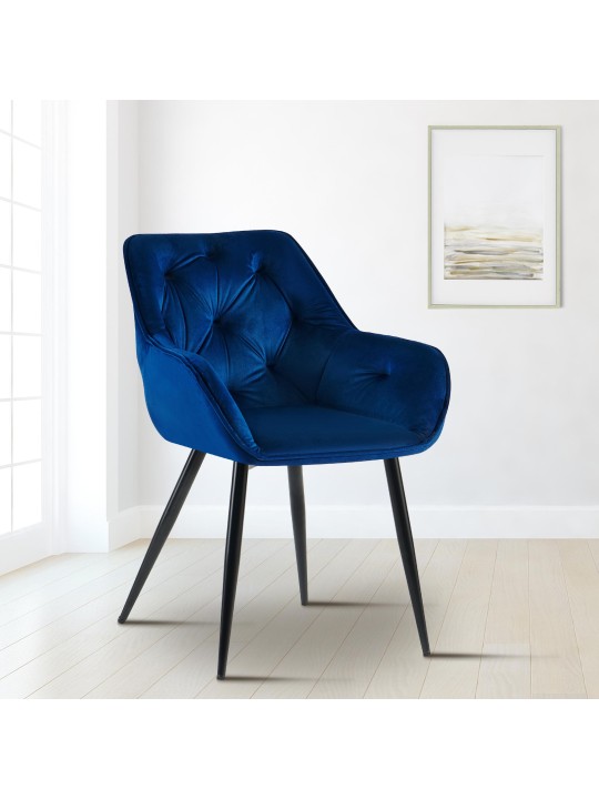 Bezoekersstoel Cassis fluweel, blauw