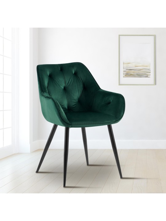 Bezoekersstoel Cassis fluweel, groen