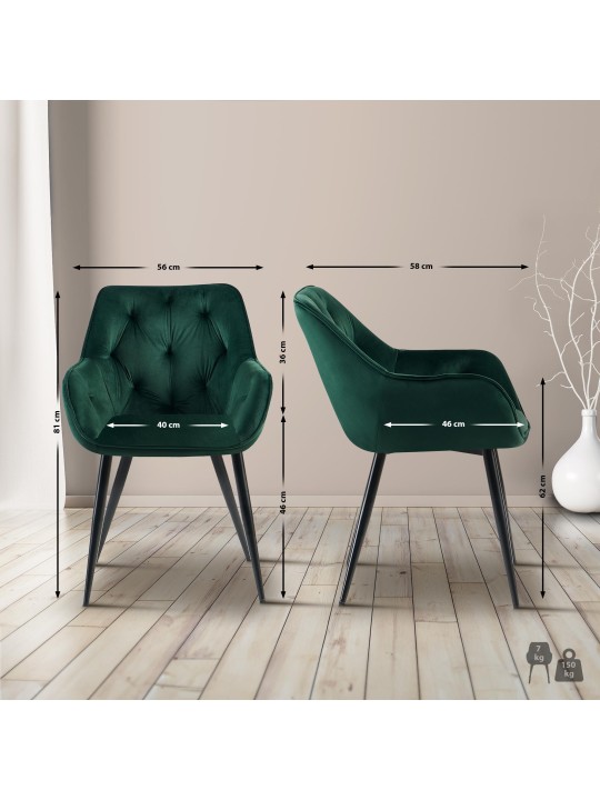 Bezoekersstoel Cassis fluweel, groen