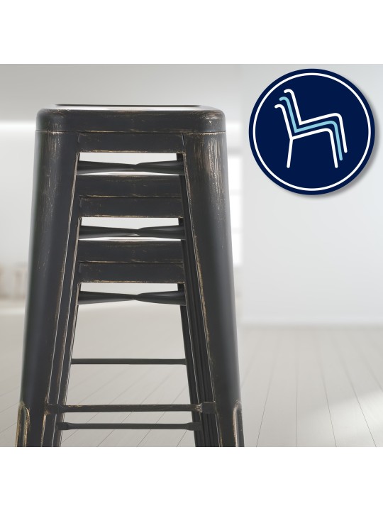 Barkruk Joshua antiek, zwart-goud Barkruk Joshua antiek, zwart-goud