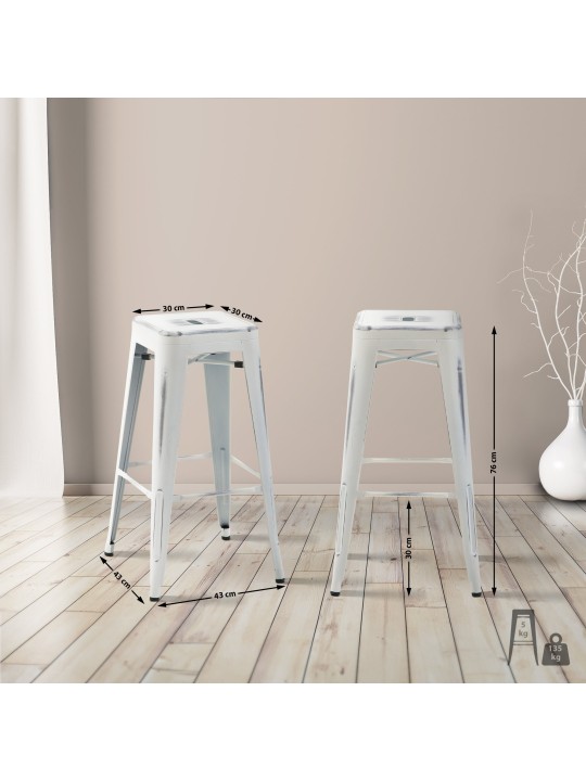 Set van 2 barkrukken Joshua, antiek wit