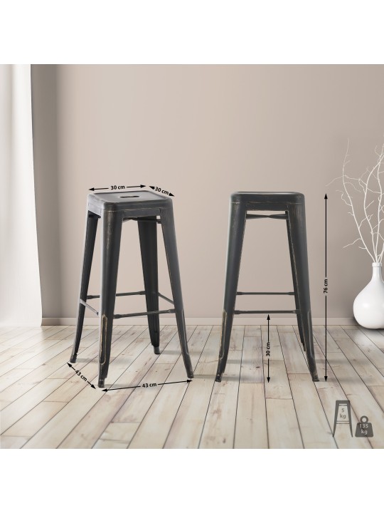 Set van 2 barkrukken Joshua, zwart-goud