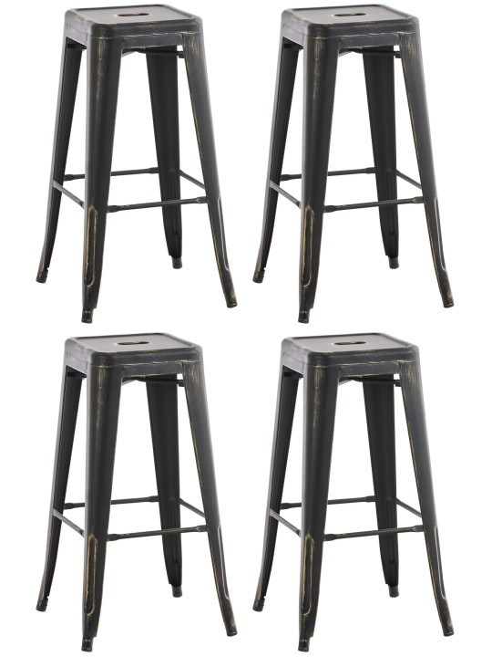 Set van 4 Joshua barkrukken antiek, zwart-goud Set van 4 Joshua barkrukken antiek, zwart-goud