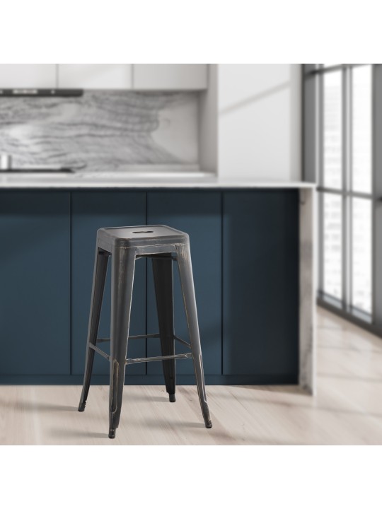 Set van 4 Joshua barkrukken antiek, zwart-goud Set van 4 Joshua barkrukken antiek, zwart-goud